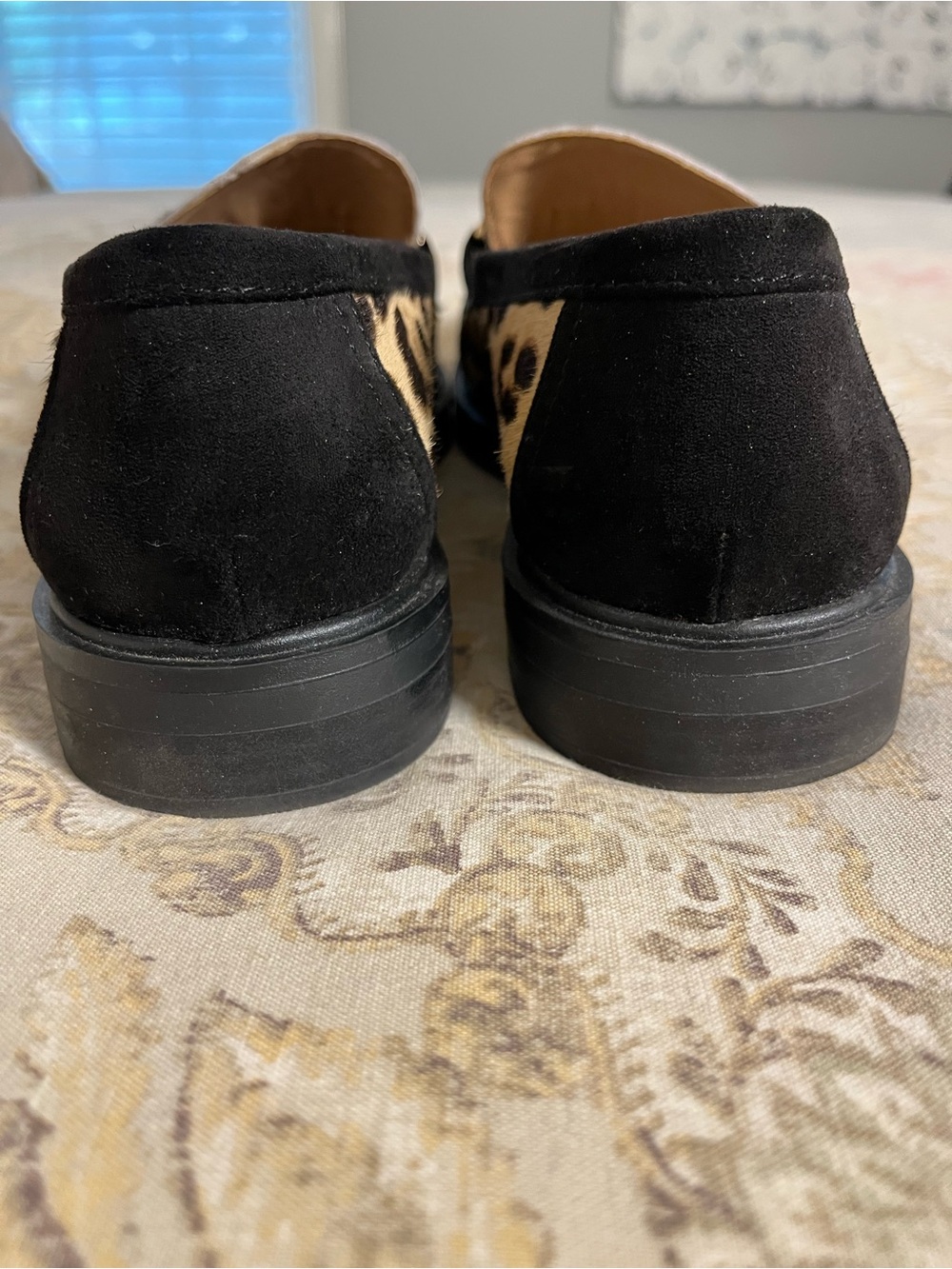Kelly & Katie FADI Leather Upper Calf Hair Leopard Print Loafers Gold Buckle. - Picture 3 of 6